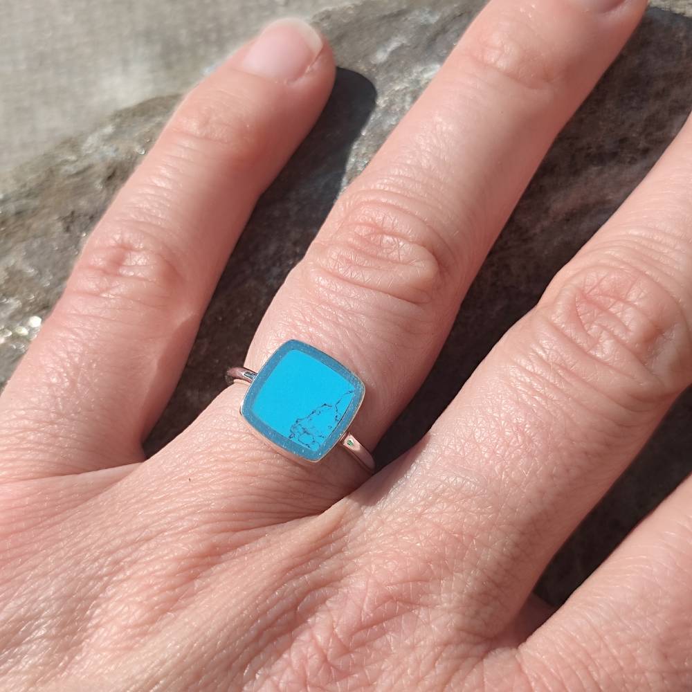 Anello artigianale in argento 925 con pietra - UDPURA – turchese