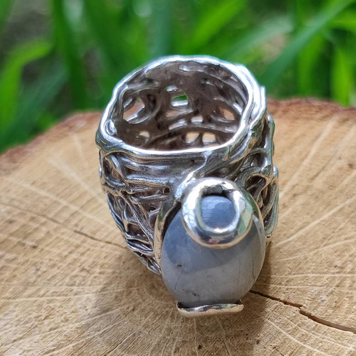 Anello artigianale zaffiro in argento 925 - Pezzo unico