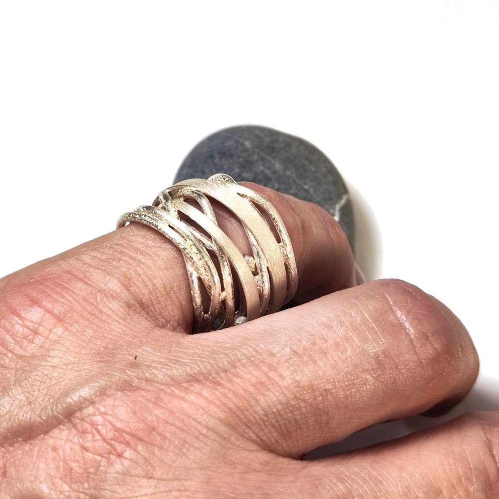 Anello WIRE 2 in argento 925 satinato