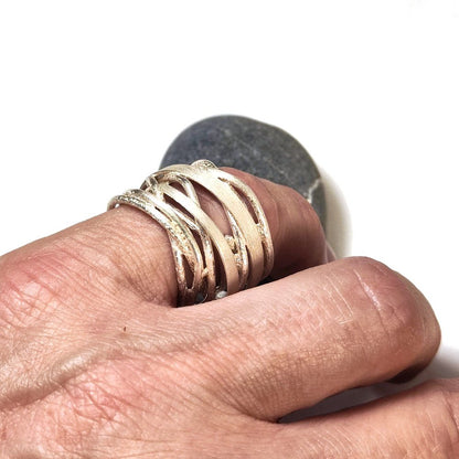 Anello WIRE 2 in argento 925 satinato