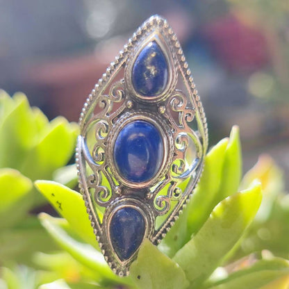 Anello artigianale con pietra in argento 925 - MALDA