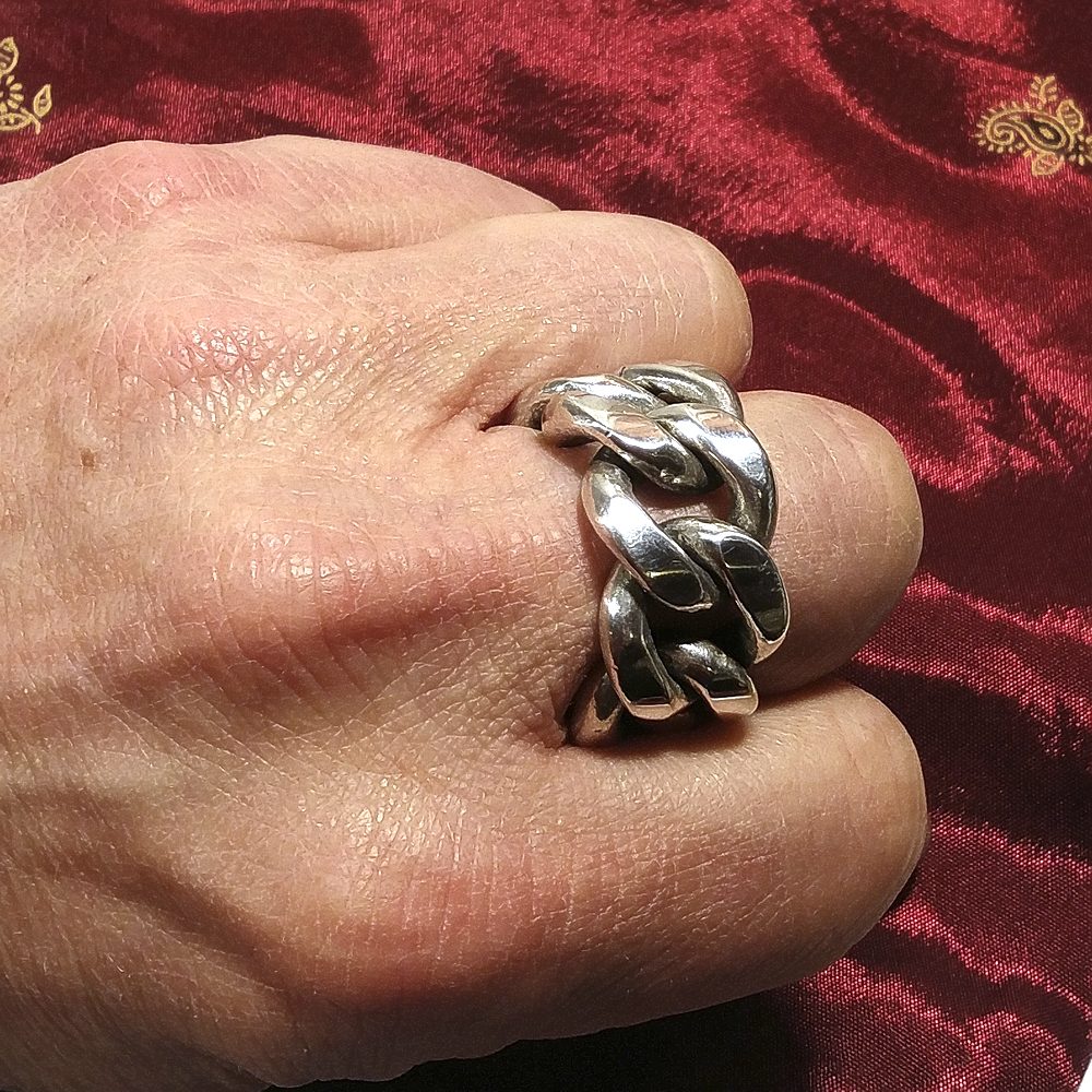 ANELLO CATENA gourmette | groumette argento uomo/donna misura 25