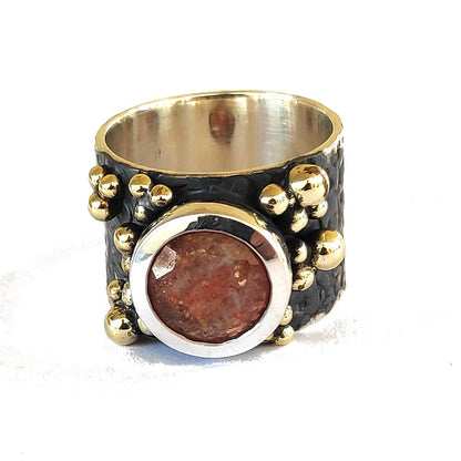 Anello fascia larga con pietra argento 925 - BATOR – immagine13