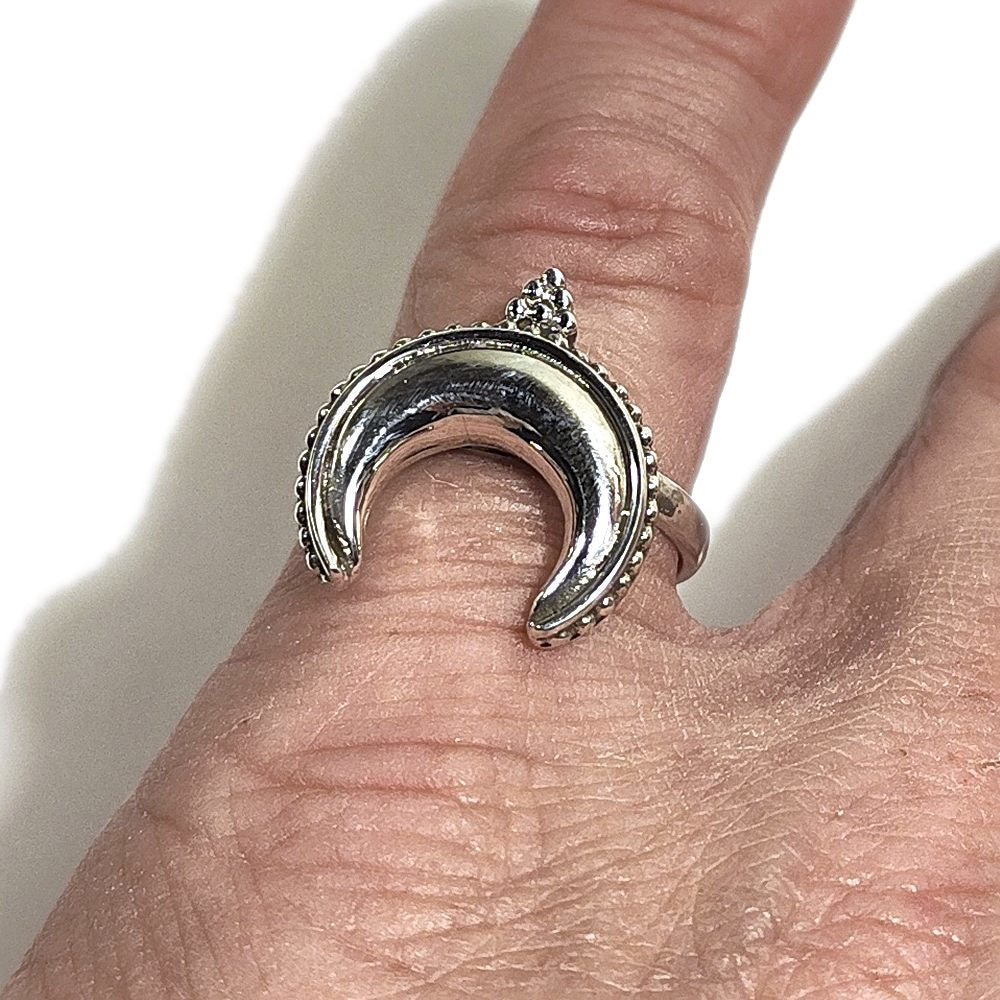 ANELLO ETNICO in argento 925 - MEZZALUNA 