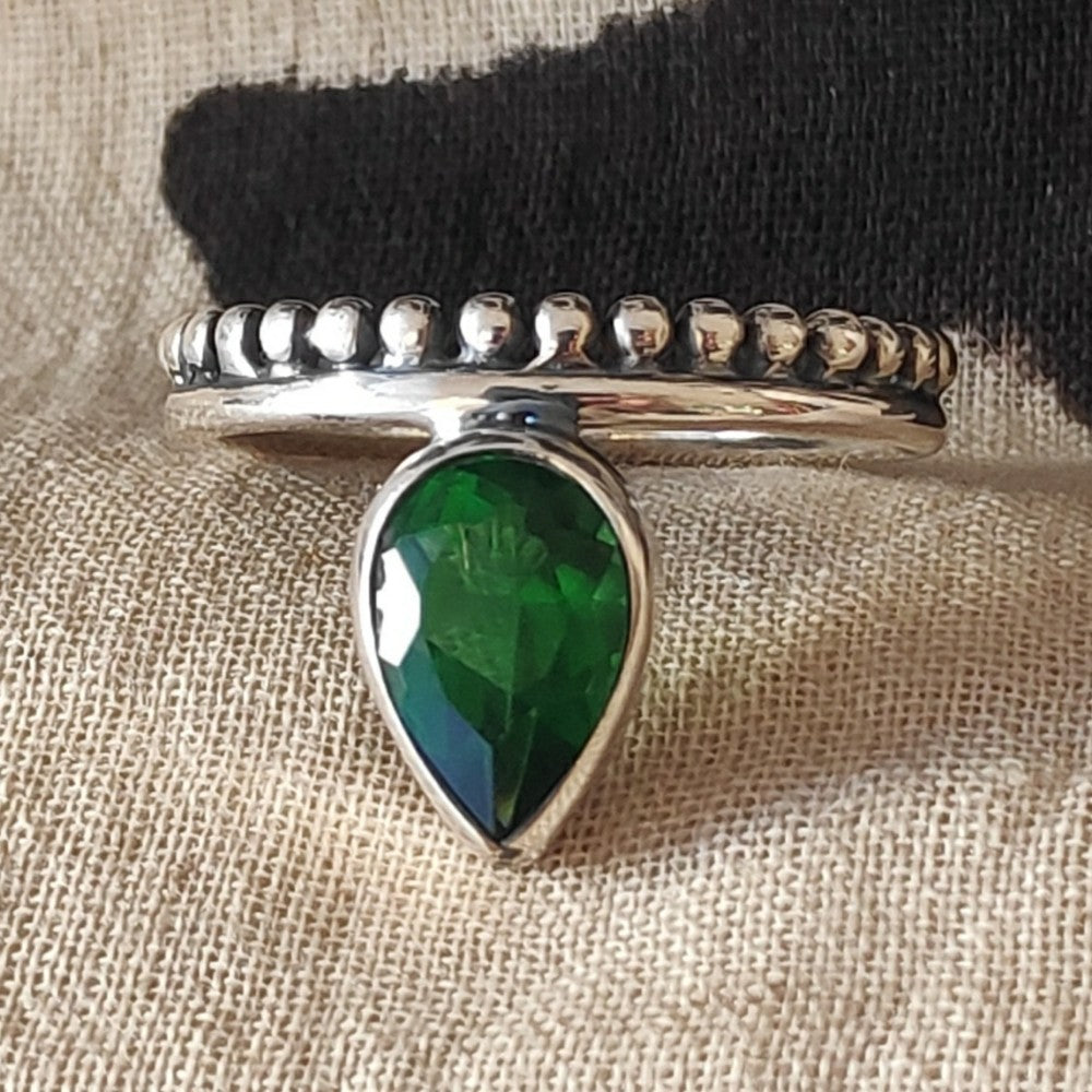 Anello ETNICO con pietra in argento 925 - Mantra – agata verde
