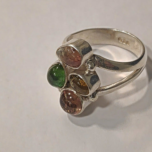 ANELLO Tormalina e argento cabouchon - COONHOOR