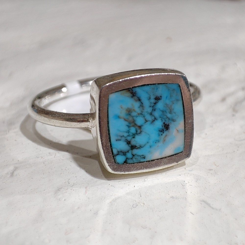 Anello artigianale in argento 925 con pietra - UDPURA – turchese 14