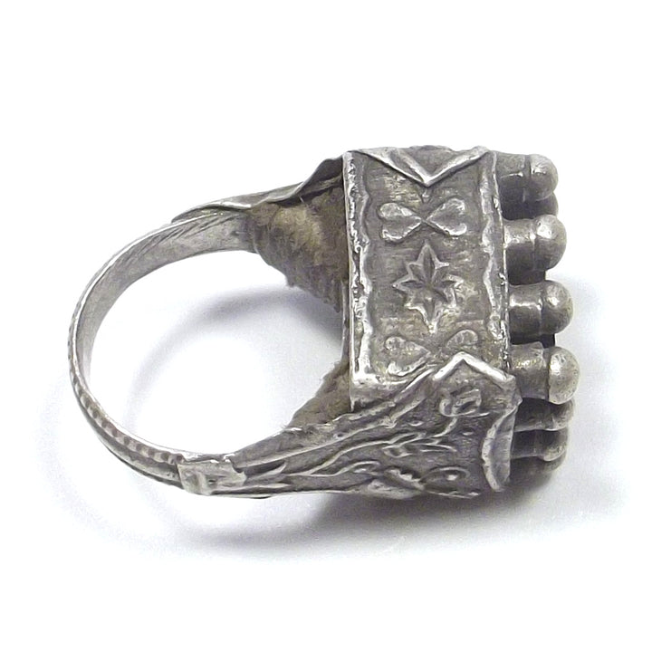 Anello Afghano quadrato antico argento - etnico - VINTAGE