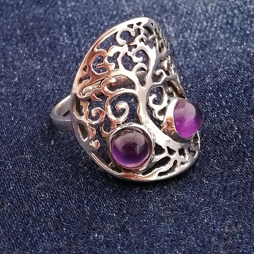 ANELLO Albero della VITA argento 925 con Pietra – ametista
