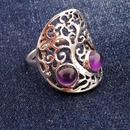 ANELLO Albero della VITA argento 925 con Pietra – ametista