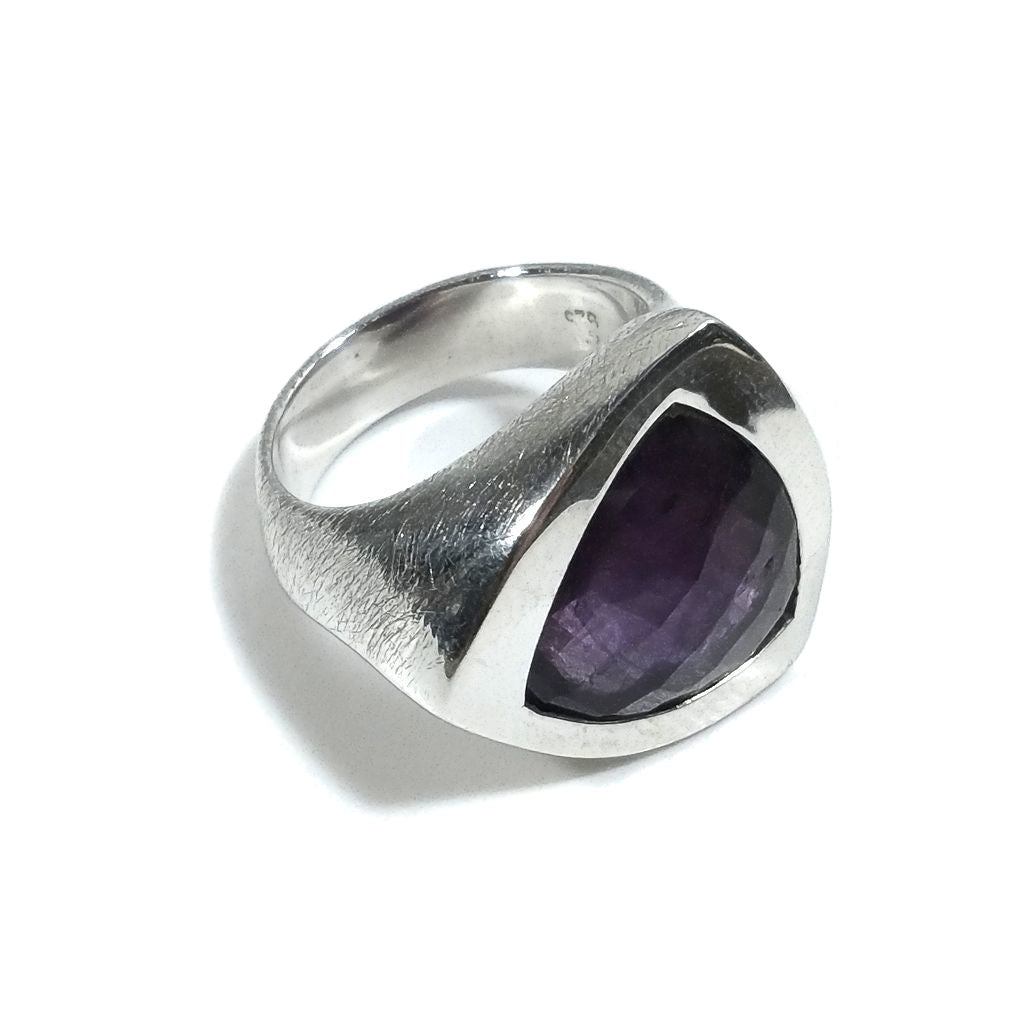 ANELLO artigianale in argento 925 con AMETISTA | Gioielli contemporanei