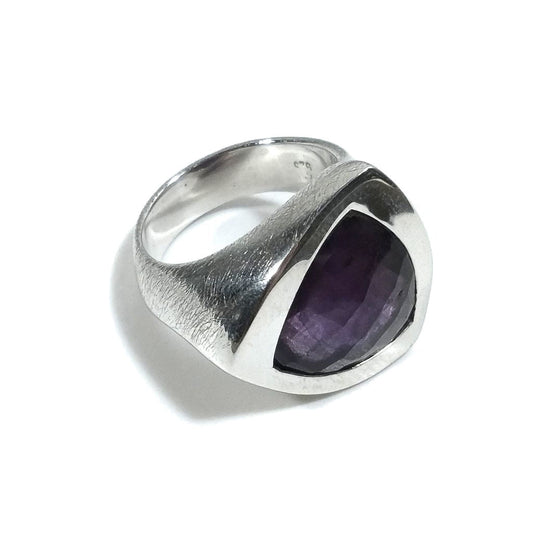 ANELLO artigianale in argento 925 con AMETISTA | Gioielli contemporanei