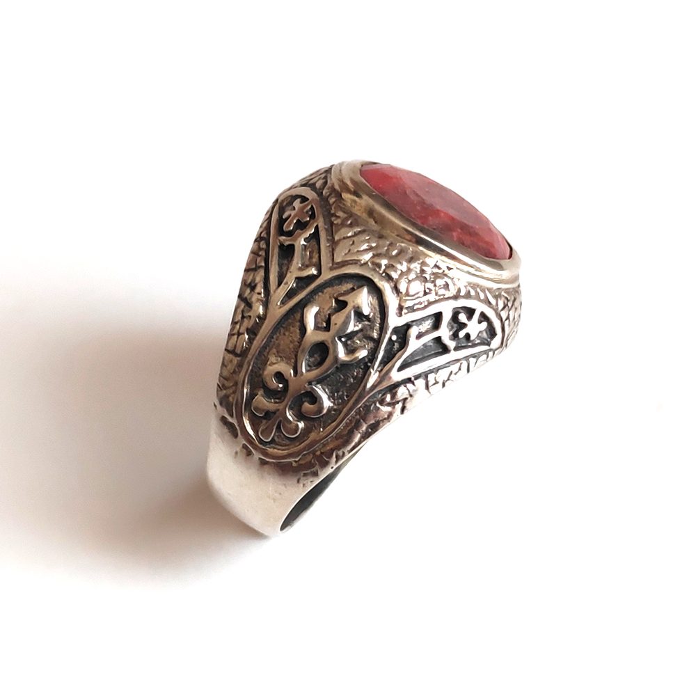 Anello da Mignolo in argento 925 con Anello SIGILLO Radice di Rubino | GIOIELLI IN ARGENTO