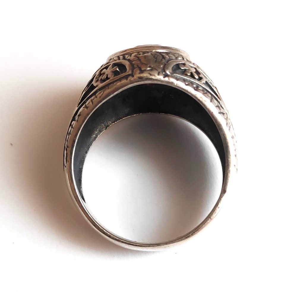 Anello da Mignolo in argento 925 con Anello SIGILLO Radice di Rubino | GIOIELLI IN ARGENTO