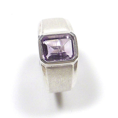 ANELLO etnico argento 925 AMETISTA sfaccettato rettangolare