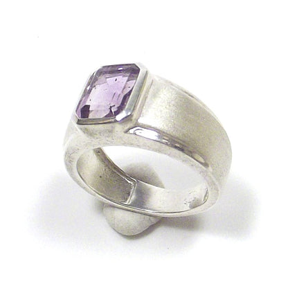 ANELLO ETNICO argento 925 AMETISTA sfaccettato rettangolare – ametista