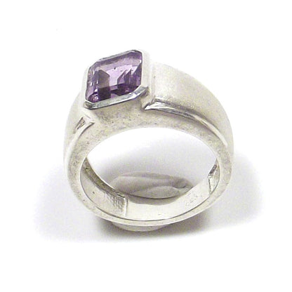 ANELLO ETNICO argento 925 sfaccettato rettangolare – fascia satinata