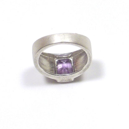 ANELLO ETNICO argento 925 sfaccettato rettangolare – ametista