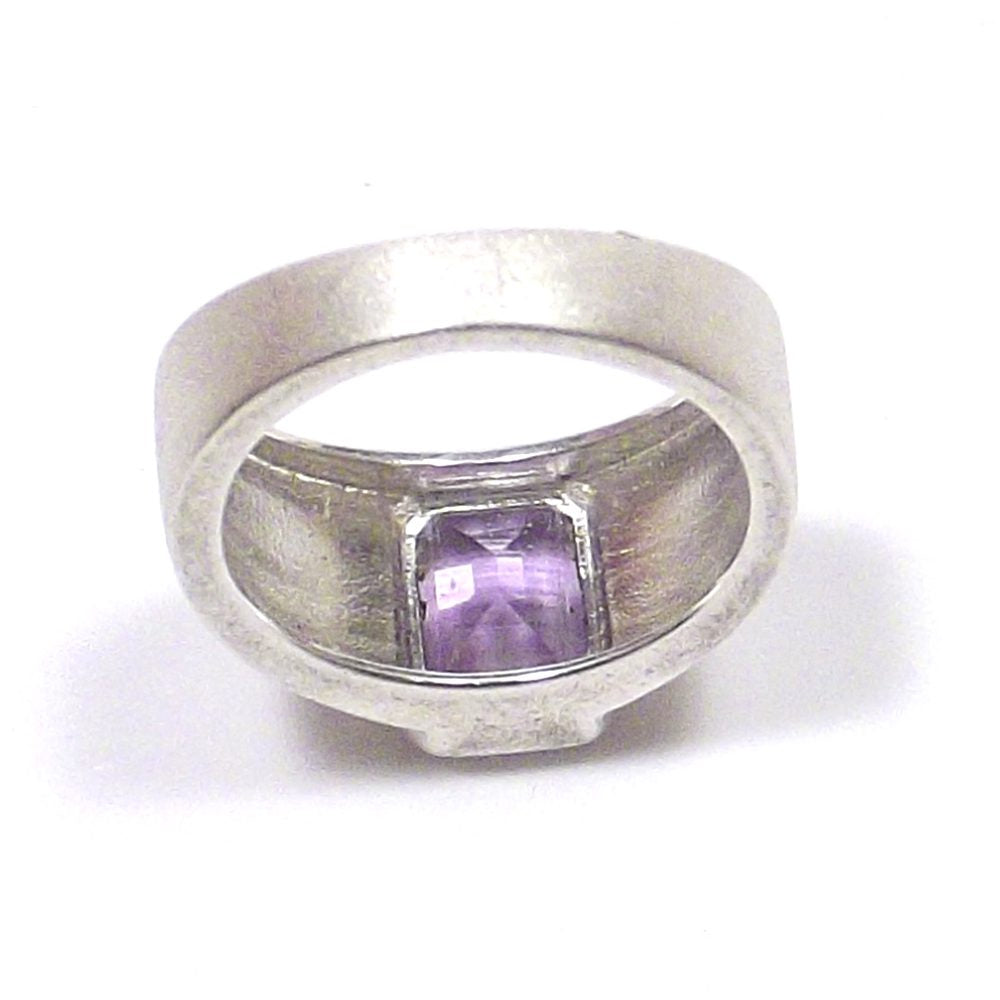 ANELLO ETNICO argento 925 sfaccettato rettangolare - ametista