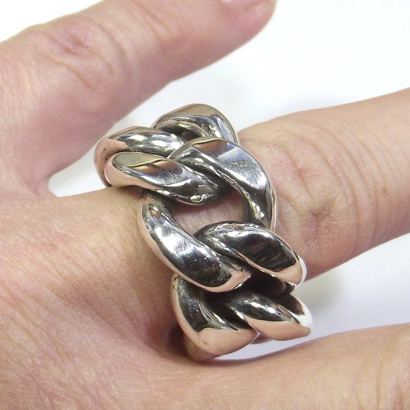 Anello catena gourmette uomo donna argento - MOTHIARI