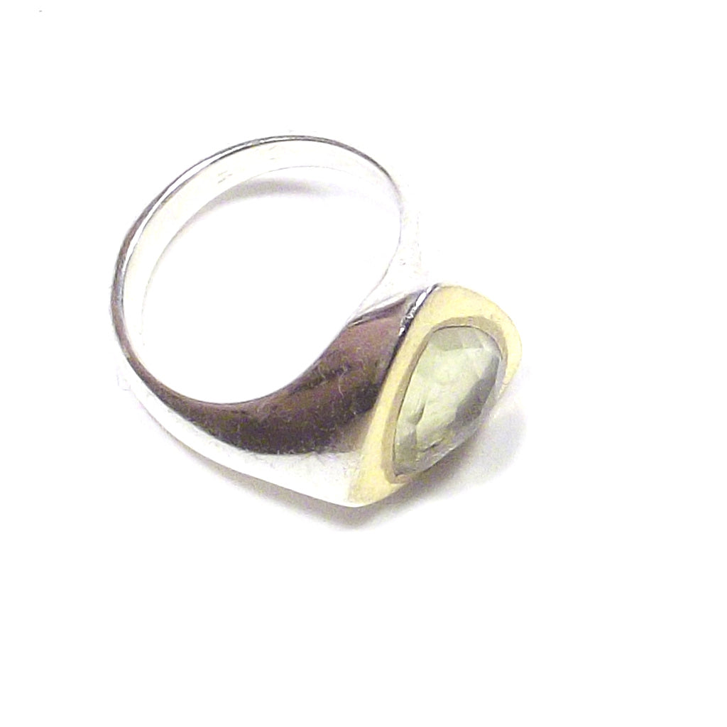 ANELLO argento e ametista verde - bordo dorato – immagine3