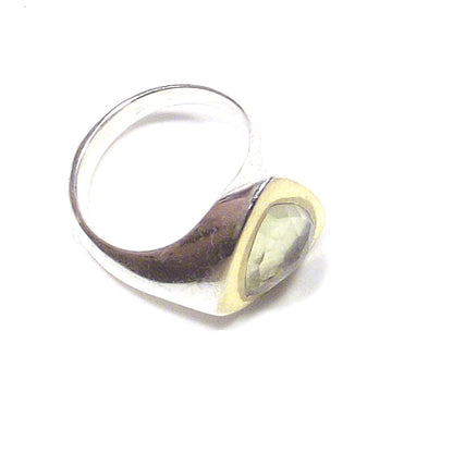 ANELLO argento e ametista verde - bordo dorato – immagine3