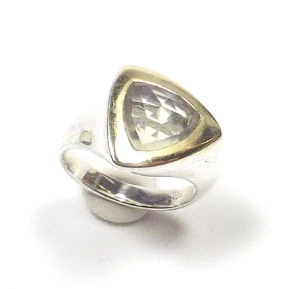 ANELLO argento e ametista verde - bordo dorato