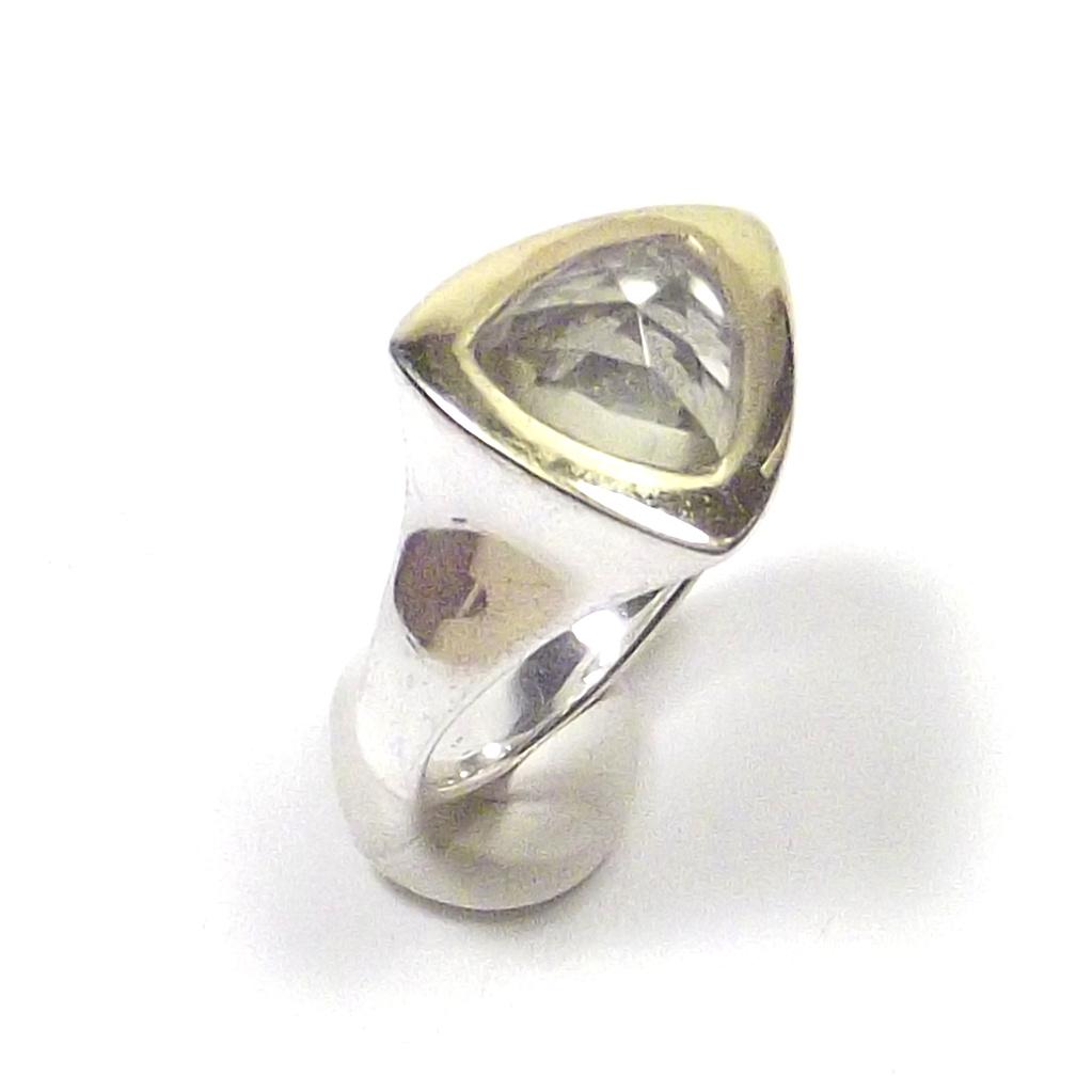 ANELLO argento e ametista verde - bordo dorato