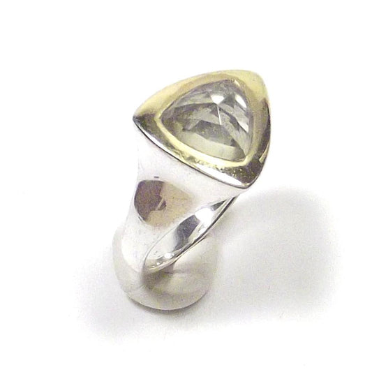 ANELLO argento e ametista verde - bordo dorato