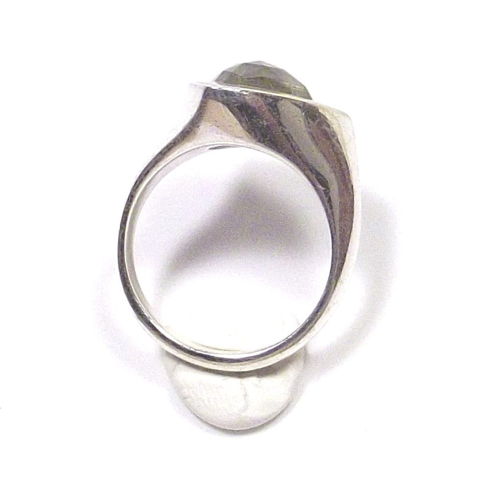 ANELLO argento e ametista verde - bordo dorato – immagine6