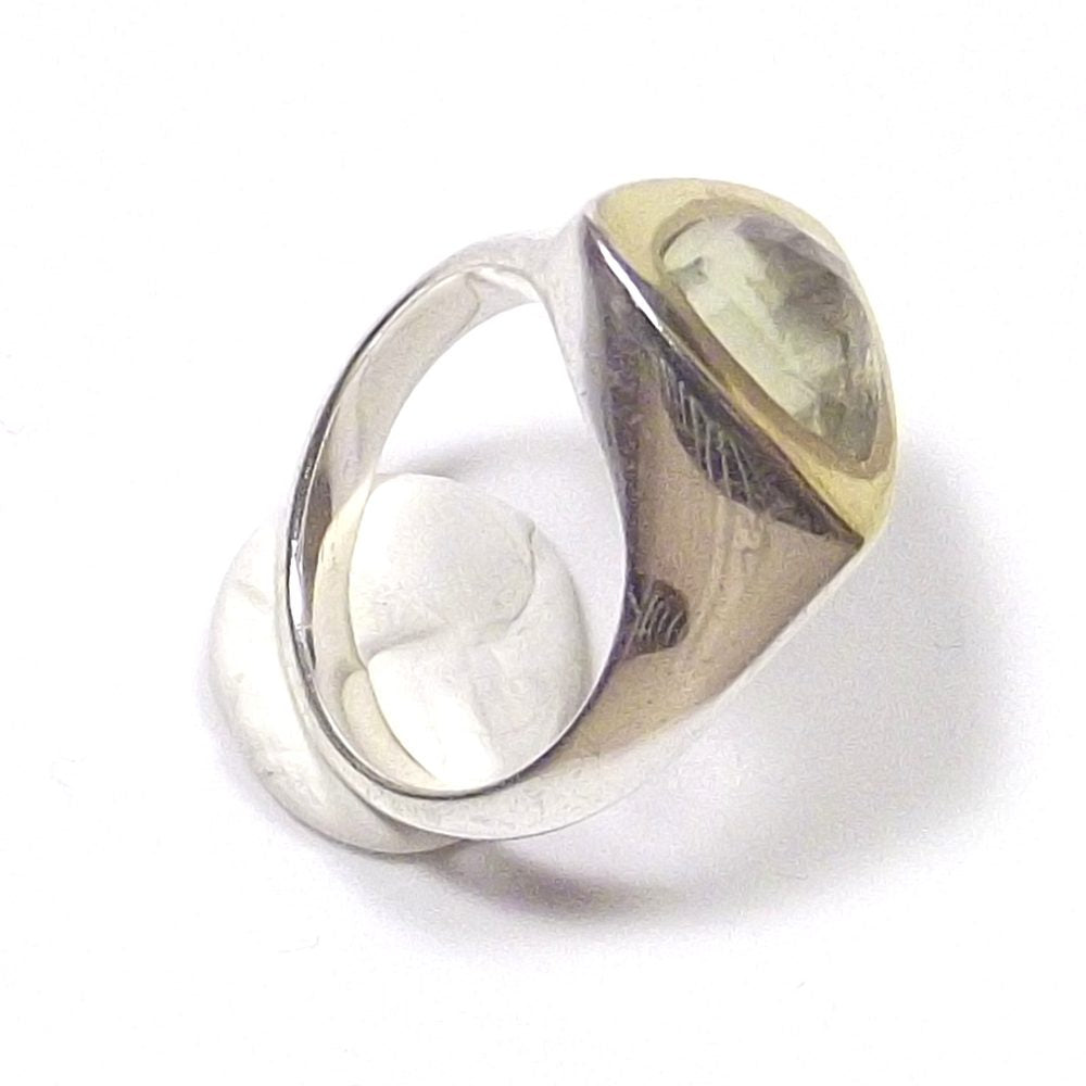 ANELLO argento e ametista verde - bordo dorato – immagine7