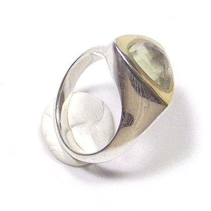 ANELLO argento e ametista verde - bordo dorato – immagine7