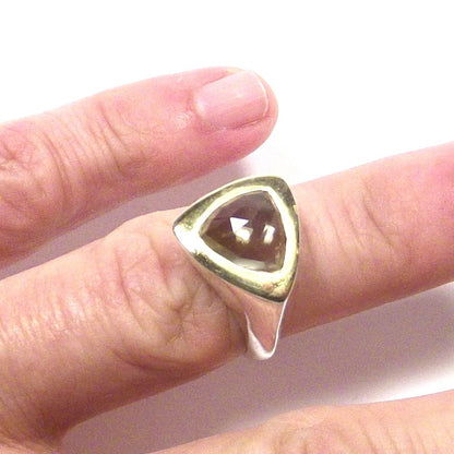 ANELLO argento e ametista verde - bordo dorato – immagine8