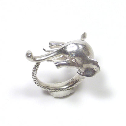 Anello in argento 925 testa di ELEFANTE con PIETRA DI LUNA – immagine7