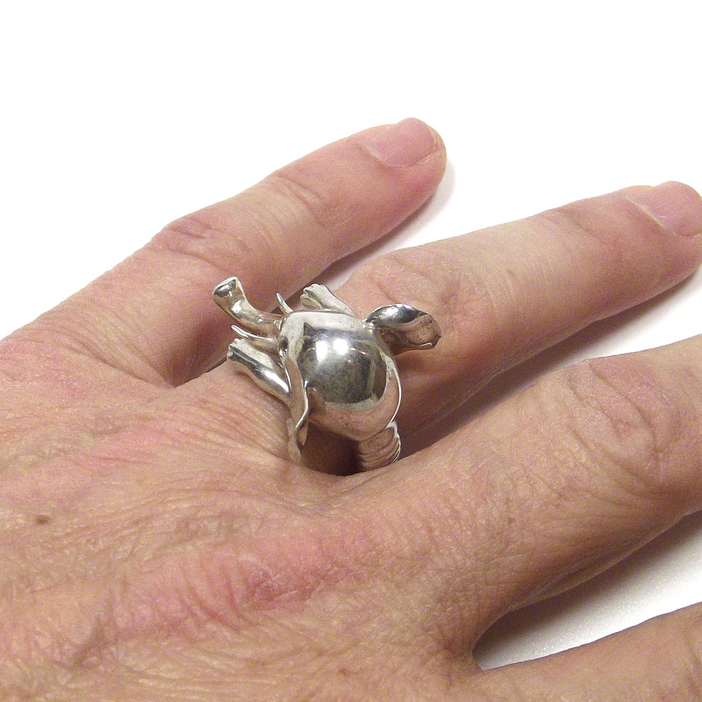 Anello in argento 925 testa di ELEFANTE con PIETRA DI LUNA – immagine3