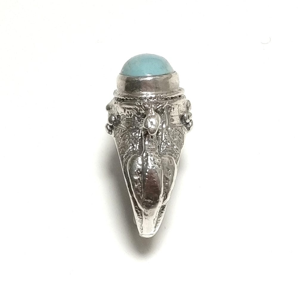 ANELLO ETNICO in argento 925 artigianale con pietra e pavone