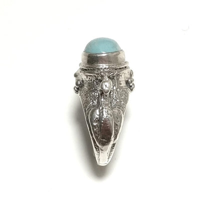 ANELLO ETNICO in argento 925 artigianale con pietra e pavone