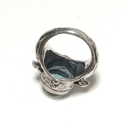 ANELLO ETNICO in argento 925 artigianale con pietra e pavone