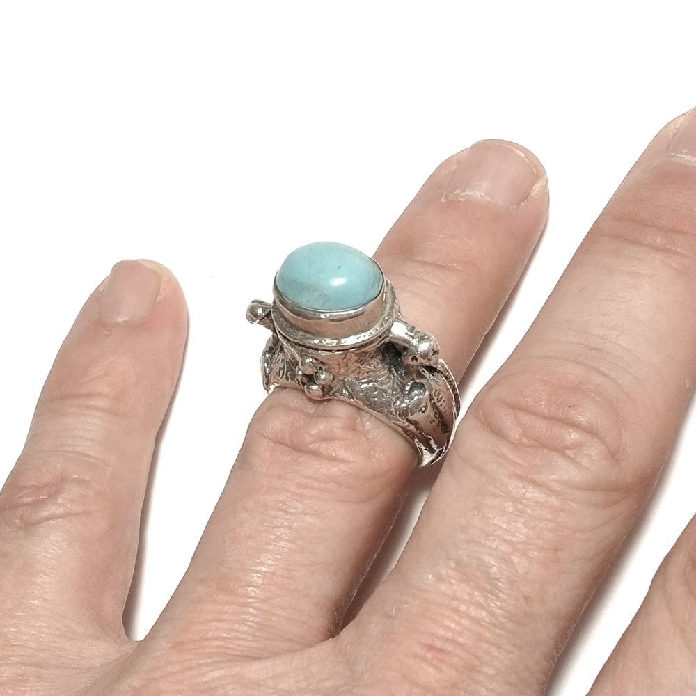 ANELLO ETNICO in argento 925 ANELLO artigianale Pietra di Luna , Quarzo rosa | PAVONE