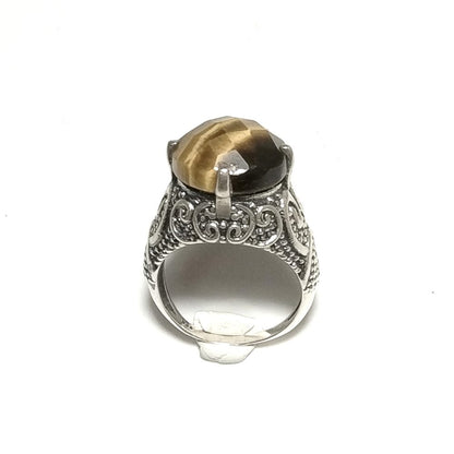 ANELLO ETNICO in argento 925 ANELLO artigianale Occhio di Tigre | GIOIELLI IN ARGENTO