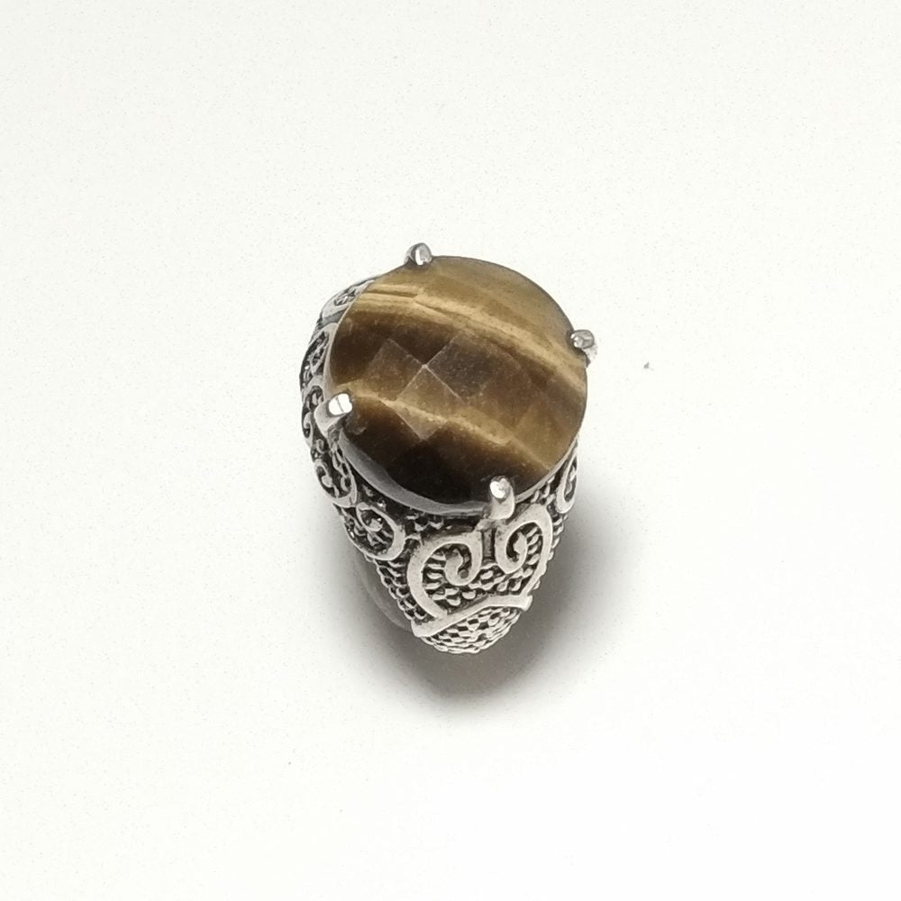 ANELLO ETNICO in argento 925 ANELLO artigianale Occhio di Tigre | GIOIELLI IN ARGENTO