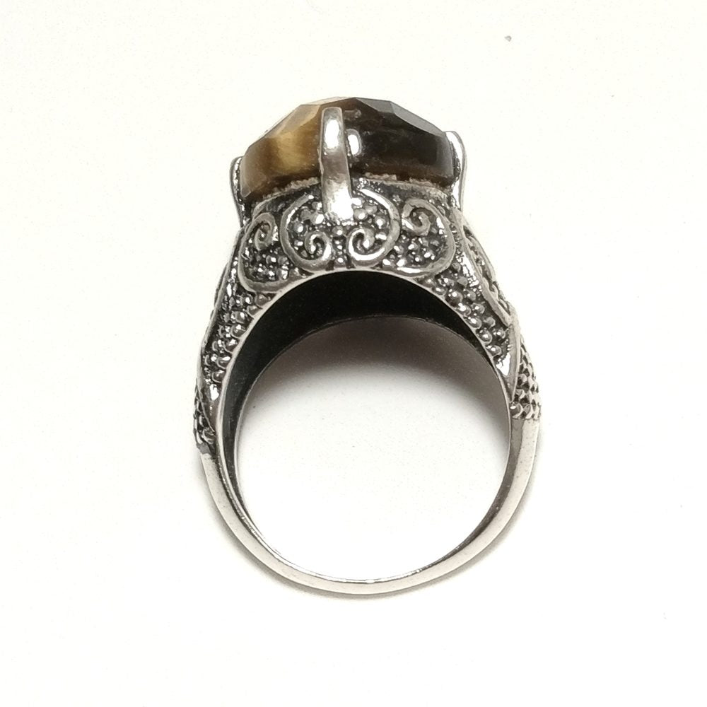 ANELLO ETNICO in argento 925 ANELLO artigianale Occhio di Tigre | GIOIELLI IN ARGENTO