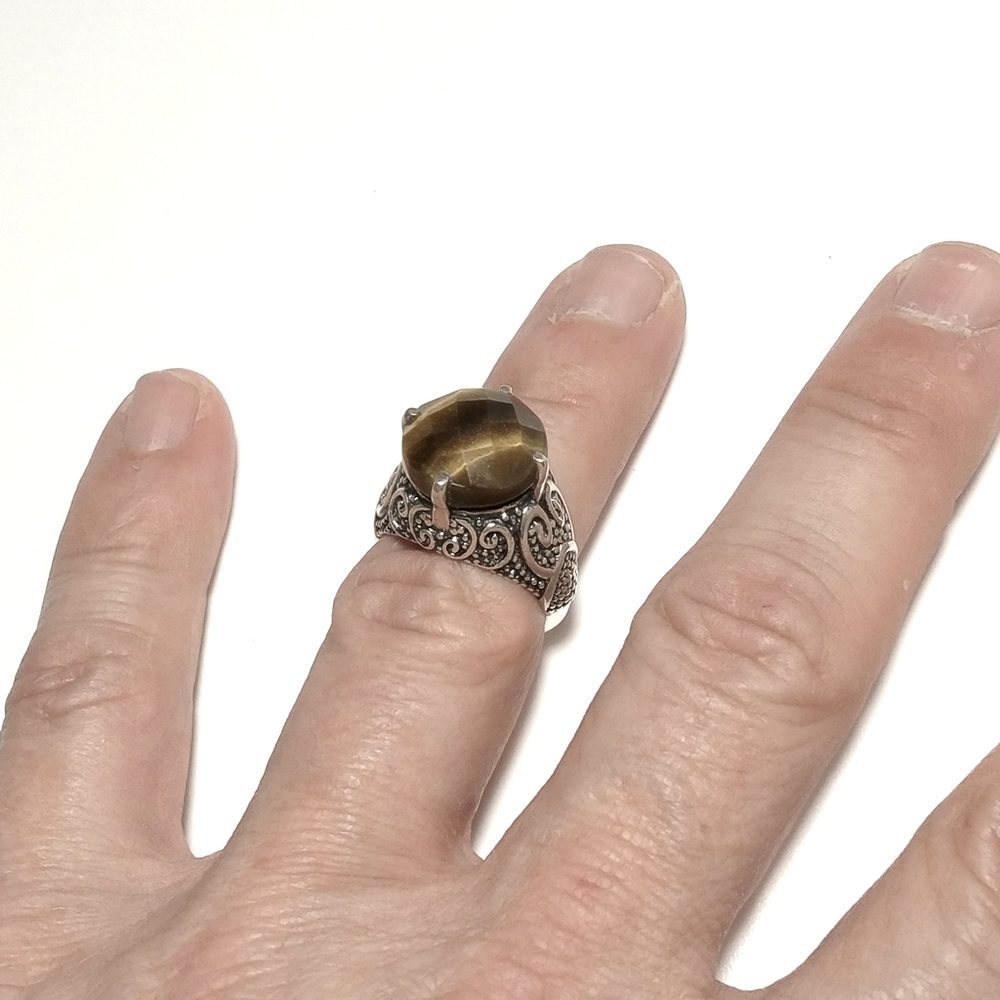 ANELLO ETNICO in argento 925 ANELLO artigianale Occhio di Tigre | GIOIELLI IN ARGENTO