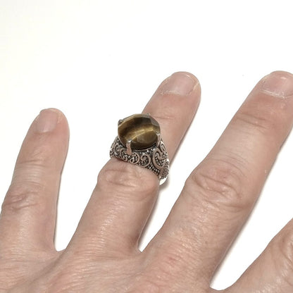ANELLO ETNICO in argento 925 ANELLO artigianale Occhio di Tigre | GIOIELLI IN ARGENTO