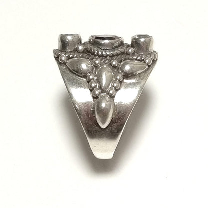 ANELLO ETNICO in argento 925 ANELLO artigianale Granato , Pietra di Luna | GIOIELLI IN ARGENTO