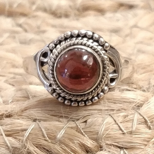Anello CHAHNA ETNICO con pietra in argento 925 – granato