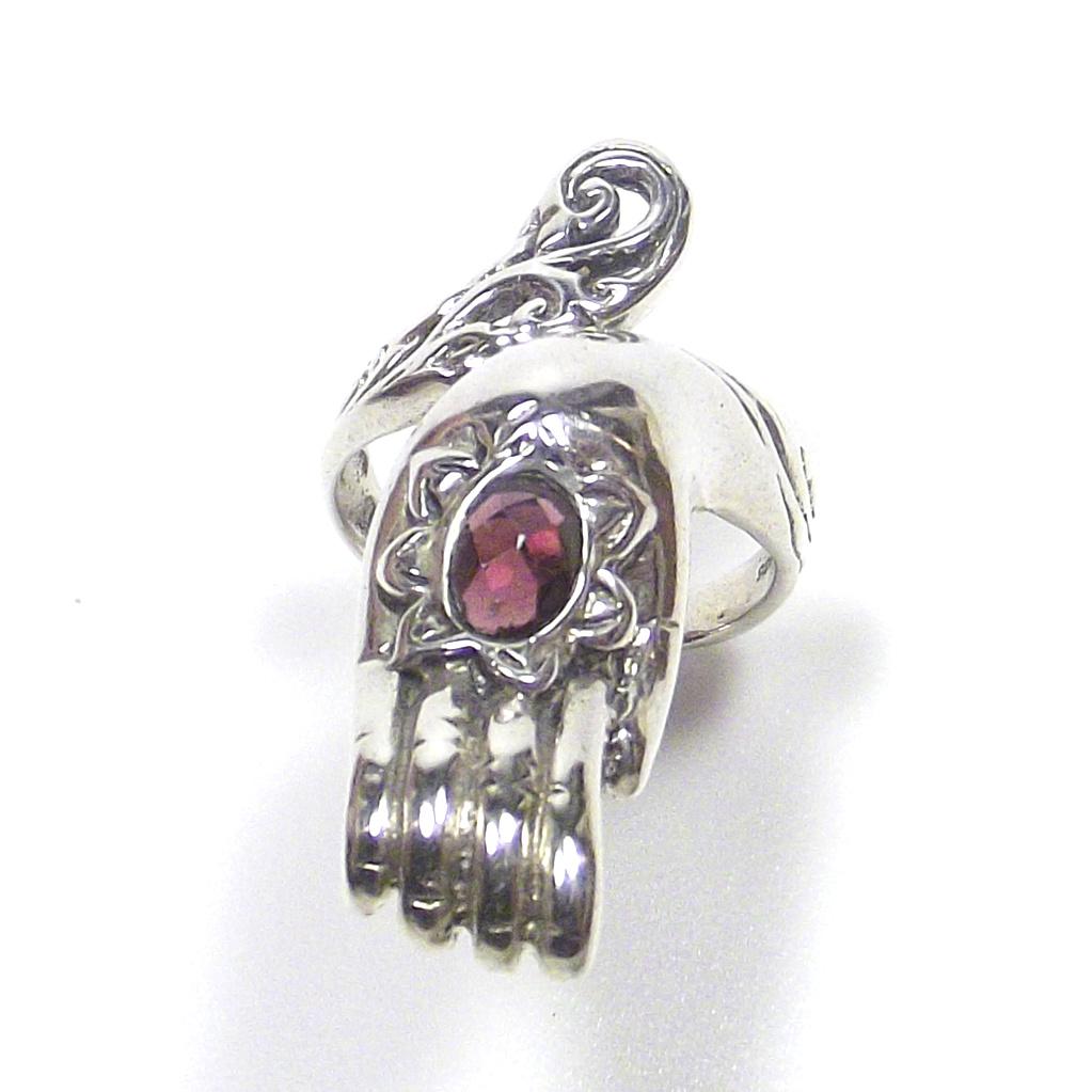 ANELLO GRANATO e argento 925 mano MUDRA YOGA