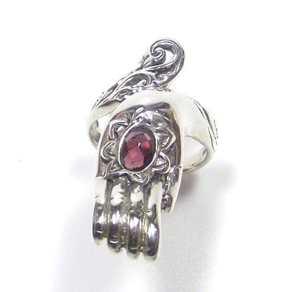 ANELLO GRANATO e argento 925 mano MUDRA YOGA