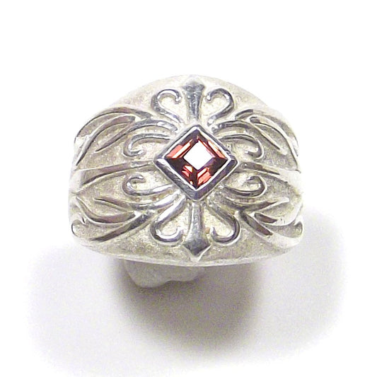 ANELLO GRANATO e argento e filigrana