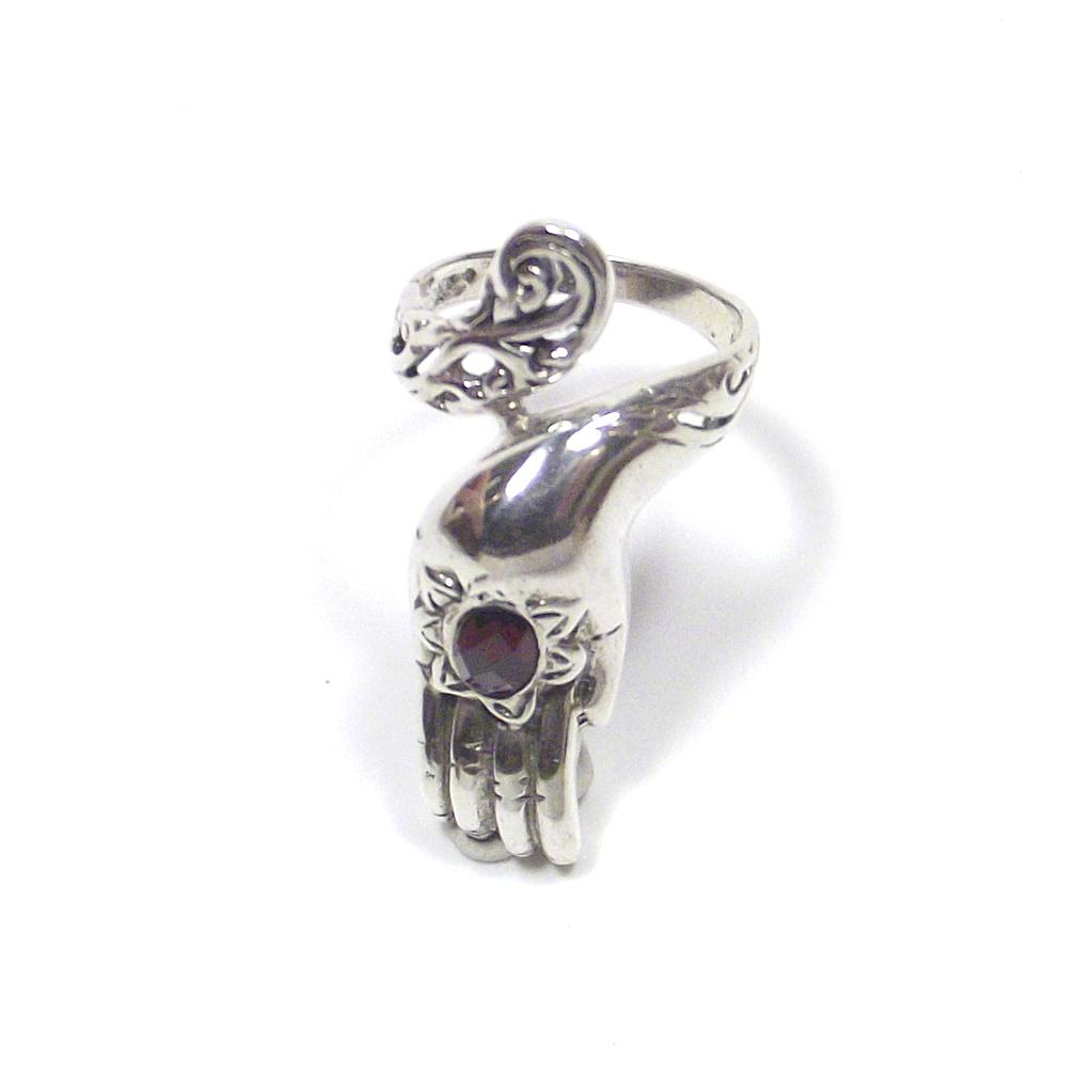 ANELLO GRANATO e argento 925 mano MUDRA YOGA